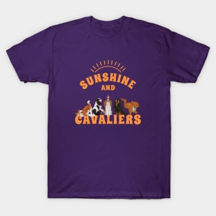 Sunshine and Cavaliers (Cavalier King Charles Spaniels) Orange T-Shirt